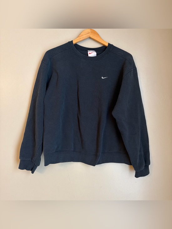 Nike Other - Vintage Nike Sweatshirt Black LCrewneck Embroidered Swoosh Pullover 90s Made USA